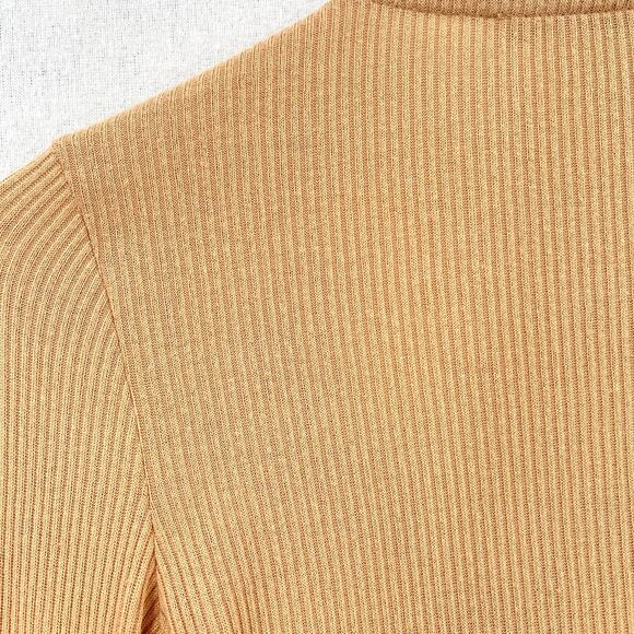 FAVORITE DAUGHTER Kate Ribbed Bustier Knit Top Womens S Tan V Neck Long Sleeve - Picture 9 of 14